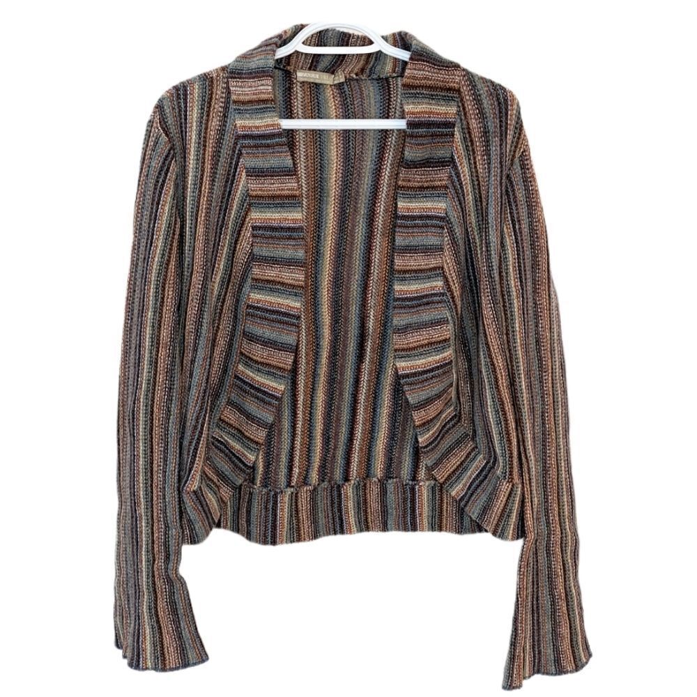 ZARA Rainbow knit open front Wool blend bell sleeves cardigan Medium